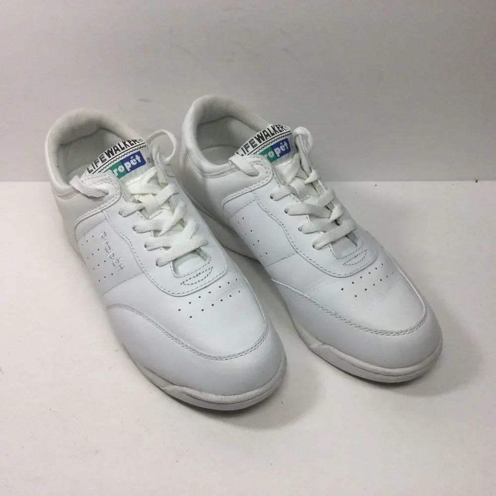 Propet Life Walker Womens Walking‎ Shoes Size 9.5 White Leather Comfort Sneakers